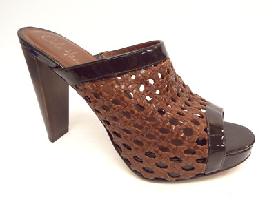 COLE HAAN Brown Size 9.5 Woven Leather Slide Sandals Heels 9  display picture 2