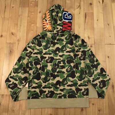 BAPE ABC camo green shark full zip hoodie A Bathing Ape Size L | eBay