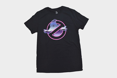 Mad Engine Ghostbusters Mens Neon No Ghosts Classic Graphic Black Shirt NWT M