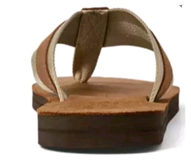 Ralph Lauren Polo Leather Sullivan Brown Navy Flip Flops Sandals