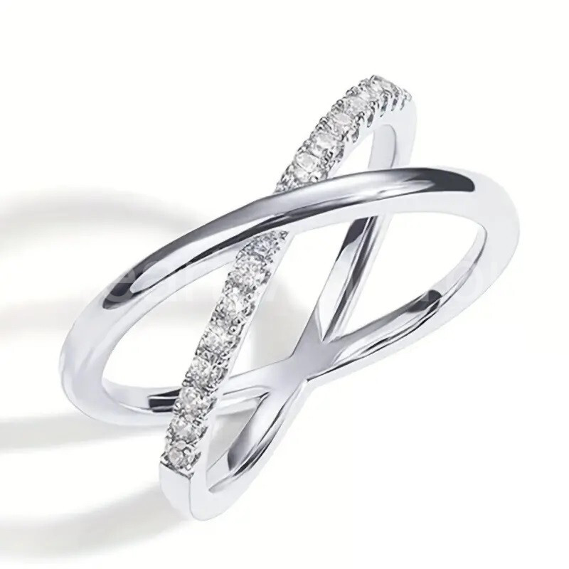 0.5ct Round Cut Simulated Diamond X Cross Engagement Ring 14K White Gold Plated