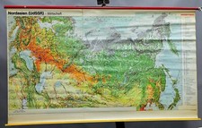 Westermann Schulwandkarte Nordasien Lehrtafel retro Rollbild vintage Poster