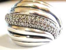 DAVID YURMAN STERLING WAVERLY PAVE DIAMOND RING