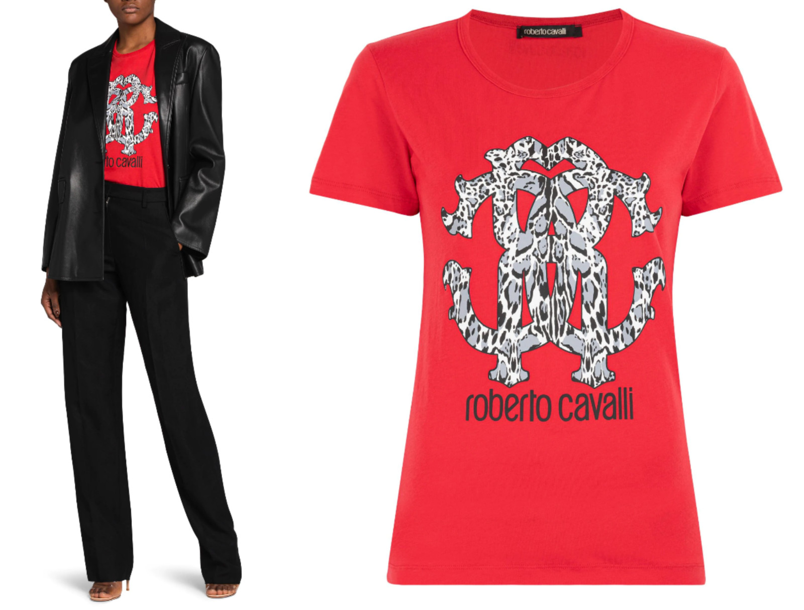 ROBERTO CAVALLI RC LYNX PRINT MONOGRAM COTTON T SHIRT TOP LOUNGE ICONIC SHIRT M image 10