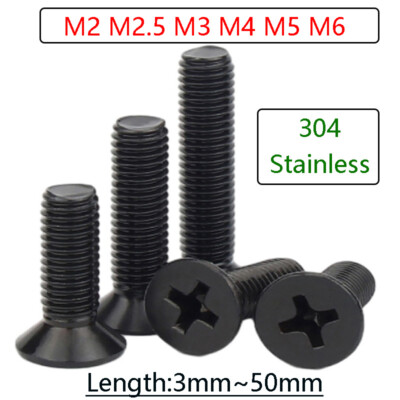Countersunk Screws Machine Phillips Screw Black Stainless Steel Flat Head Bolts