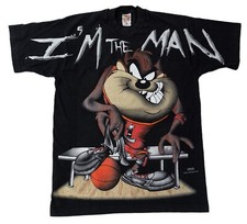 Vintage Taz Basketball Tshirt Large AOP I'm the Man Freeze 1996 Looney Tunes