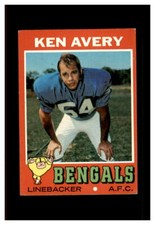 1971 ORIGINAL TOPPS FOOTBALL #22 KEN AVERY CINCINNATI BENGALS V.G. +