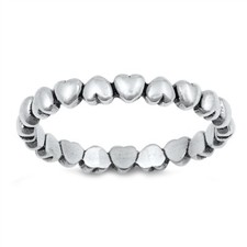 Heart Band Ring Genuine Sterling Silver 925 Oxidized Face Height 3 mm Size 2- 10