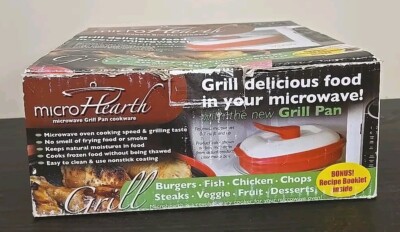 Vintage Microhearth Grill Pan for Microwave Cooking Red Open Box