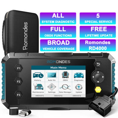 Romondes RD4000 OBD2 Scanner All System Diagnostic Tool Oil ABS SAS EPB Reset