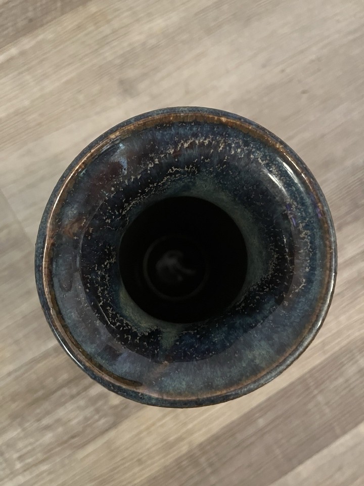 Studio Pottery Vase Amaco Supernova Glaze Artist Signed 8” Tall Ceramic ...