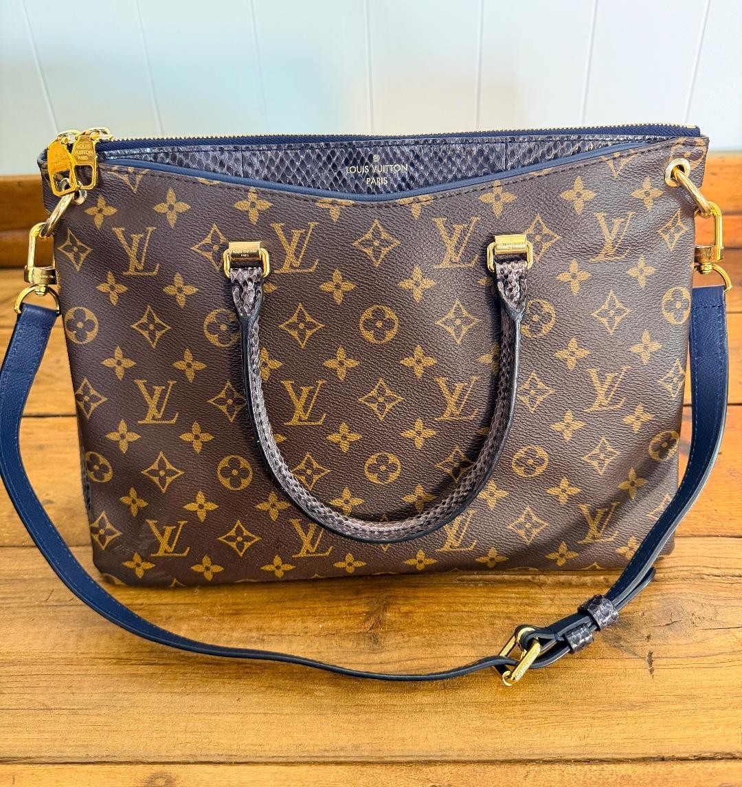 Authentic Louis Vuitton Pallas MM Python Trim Mon… - image 1