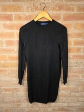 Ralph Lauren 100% Cashmere Black Knit Jumper Dress Long Sleeve Size S