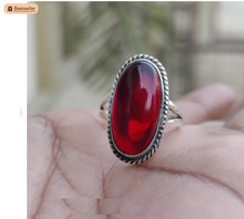 Garnet Gemstone Ring 925 Sterling Silver Handmade Anniversary Ring All Size R411