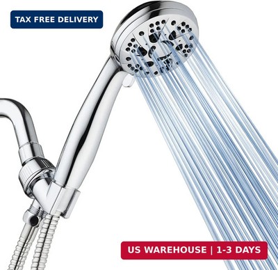 AquaDance High Pressure 6-Setting 3.5'' Chrome Face Handheld Shower with Hose for