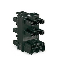 Image of Wago distribution connector 3 way 1 female input and 5 male outputs black