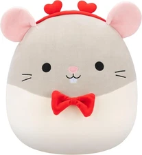 Squishmallows Original 14in Rusty The Grey Rat Bow Heart Headband Jazwares Plush