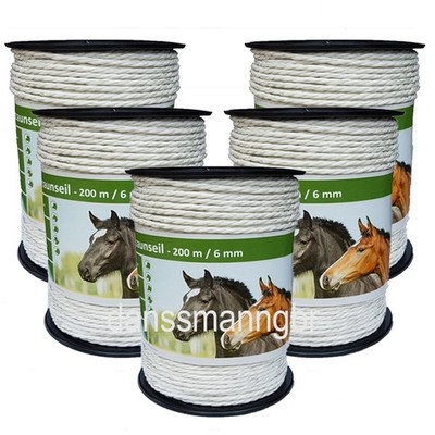 1000 Meter Weidezaun Seil 6 mm, 6 Niro,weiss,Elektrozaun