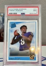 2018 Donruss #317 Lamar Jackson Rookie Card PSA 9 Mint Ravens RC. rookie card picture