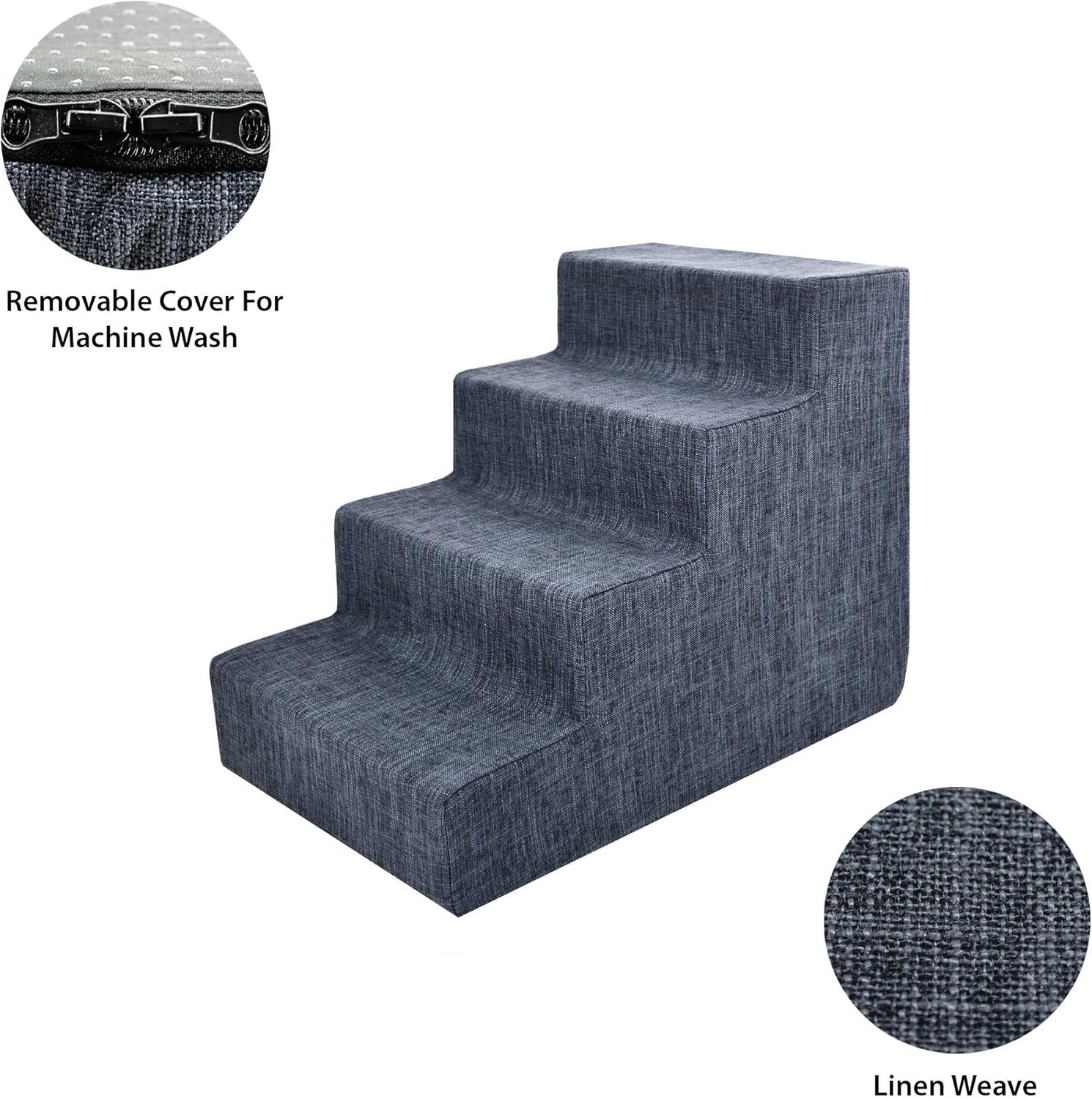 Dog Stairs for Small Dogs & Cats, Foam Pet Steps Portable Ramp for Couch Sofa an