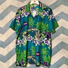 Island Shirtworks - Men's Hawaiian Shirt - Island Palm Trees Surf Boards XL