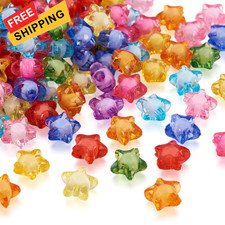 Pandahall 300Pcs Transparent Acrylic Star Beads 12mm Small, Mixed Color-Star