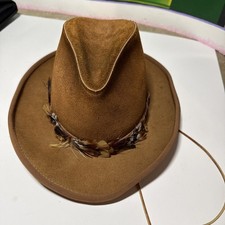 Henschel Skullys Brown Suede Leather Hat Medium Western Cowboy