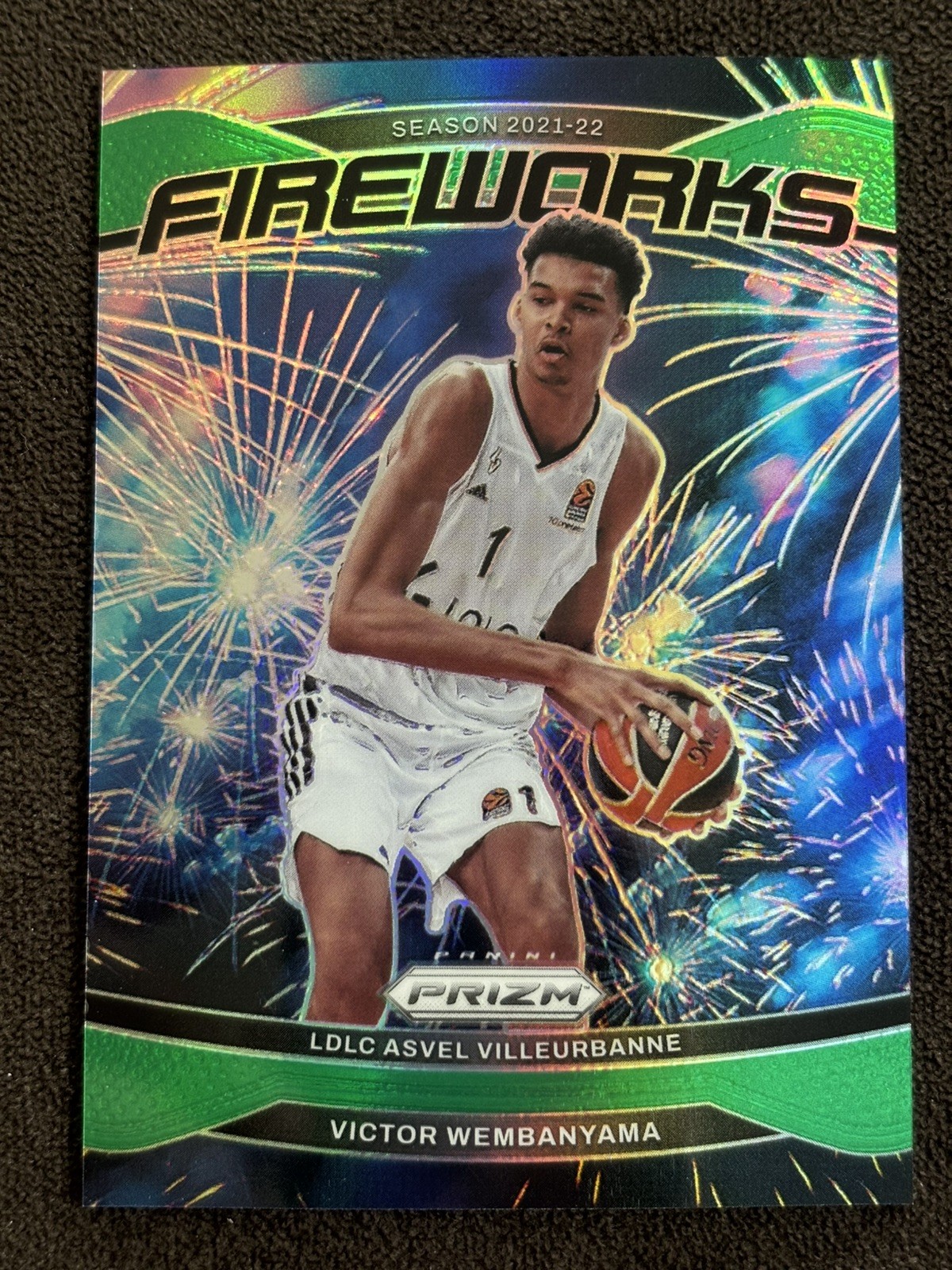 2024-25 Panini Prizm Euroleague Basketball Victor Wembanyama Fireworks Green