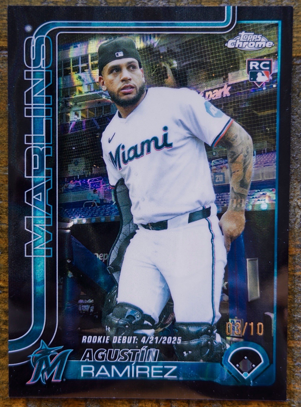 Agustin Ramirez 2025 Topps Chrome Update Black RayWave RC Refractor 3/10 USC38