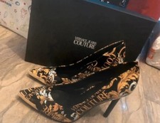 Décolleté donna Versace Jeans Couture Barocca Moda Stile Tacco Stampa Oro