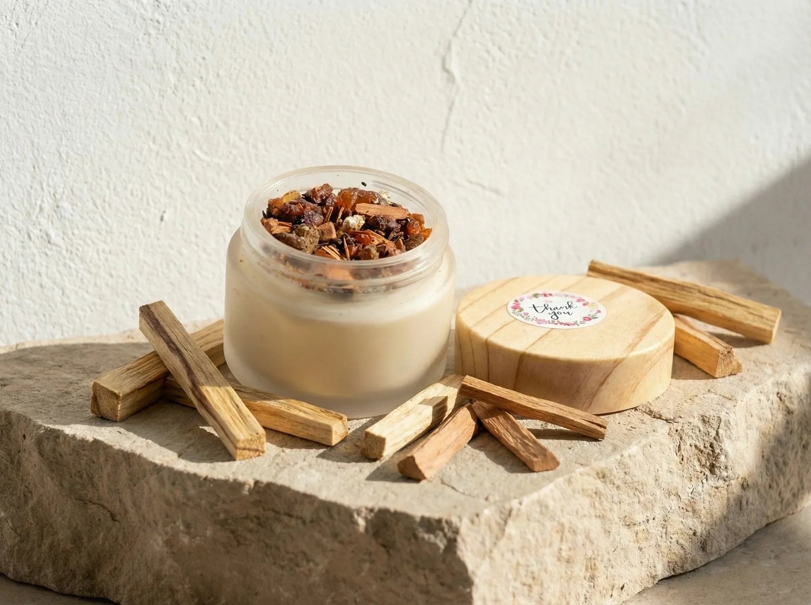 Bougie Palo Santo en Cire de Soja Bio pour Méditation et Soirée Zen