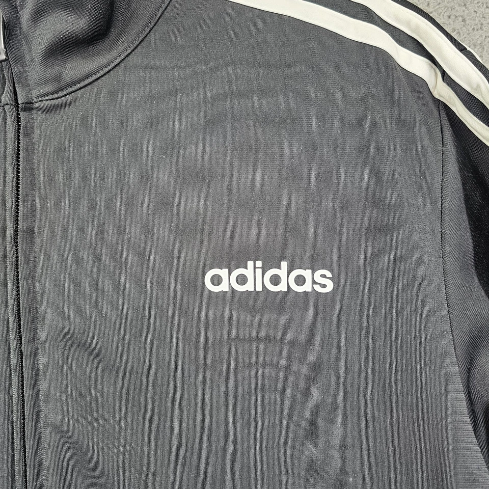 Adidas Jacket Mens Medium Black White E 3S TT TRIC Track Top Three Stripes Logo - Image 3 of 4