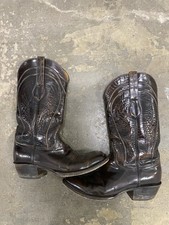 Vintage Lucchese Classics Black Cherry Western Cowboy Boots Mens 9.5 Made In USA