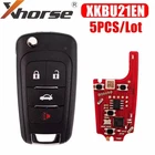 5× Xhorse XKBU21EN Universal Wire Remote Key for Buick Style 4 Buttons For VVDI