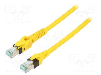 27AWG Cu PUR gelb 6a S/FTP Patch cord Adern: 8 Line