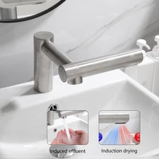 Brushed Nickel Bathroom Tap Sensor Faucets Hand Dryer With Soap Dispenser New )