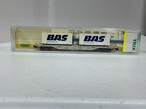 Coche plano N Trix 15172 con remolques BAS (2) hecho por Minitrix N-9 | Condition: Used