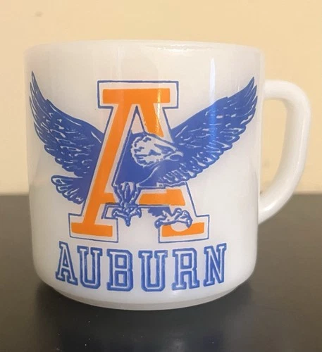 VTG Federal Milk Glass AUBURN Coffee Mug - 3” Tall 
