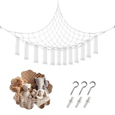 59 x 47 inches Stuffed Animal Hammock Corner Net, Plushie Net Large, White