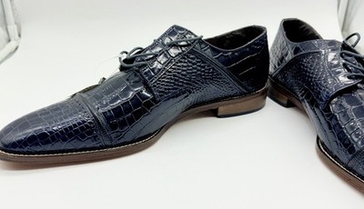 Stacy Adams Herren Luxus Designer Leder-Schuhe dunkelblau Gr. 46,5 (US-Gr13) NEU