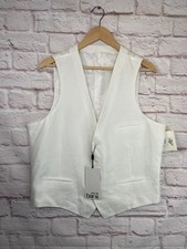 New BAR III Mens White SLIM FIT STRETCH Button-Front Suit Vest Waistcoat SIZE L