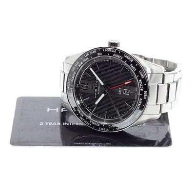 Hamilton Broadway H437250 45mm SS Black Dial Automatic Date, GMT Watch #C10165