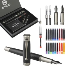 Fountain Pen Set Fine & Medium 18 Ink Cartridges Ink Refill Converter & Ink Syri