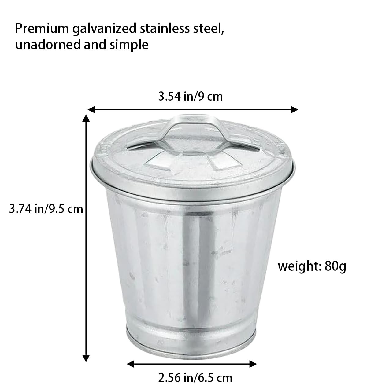 Mini Galvanized Trash Can with Lid, Mini Wastebasket Small Metal Buckets with