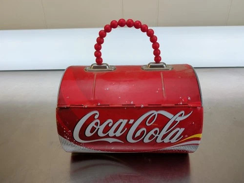 Coca Cola Vintage Metal Soda Can Tin Purse Tote Collectible Classic Red Used