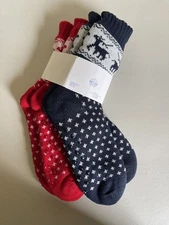 NWT The Skyline Collection 2 Pair Of Sherpa Lined Slipper Socks Womans 4-10.5  R