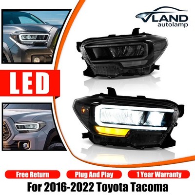 Pair VLAND Clear LED DRL Projector For 2016-2022 Toyota Tacoma StartUp Aniamtion