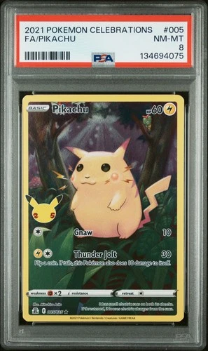 2021 POKEMON CELEBRATIONS #005 FULL ART/PIKACHU PSA 8