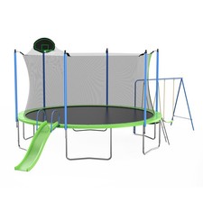 12ft 14ft Outdoor Recreational Trampoline with Basketball Hoop for Kids  Adult