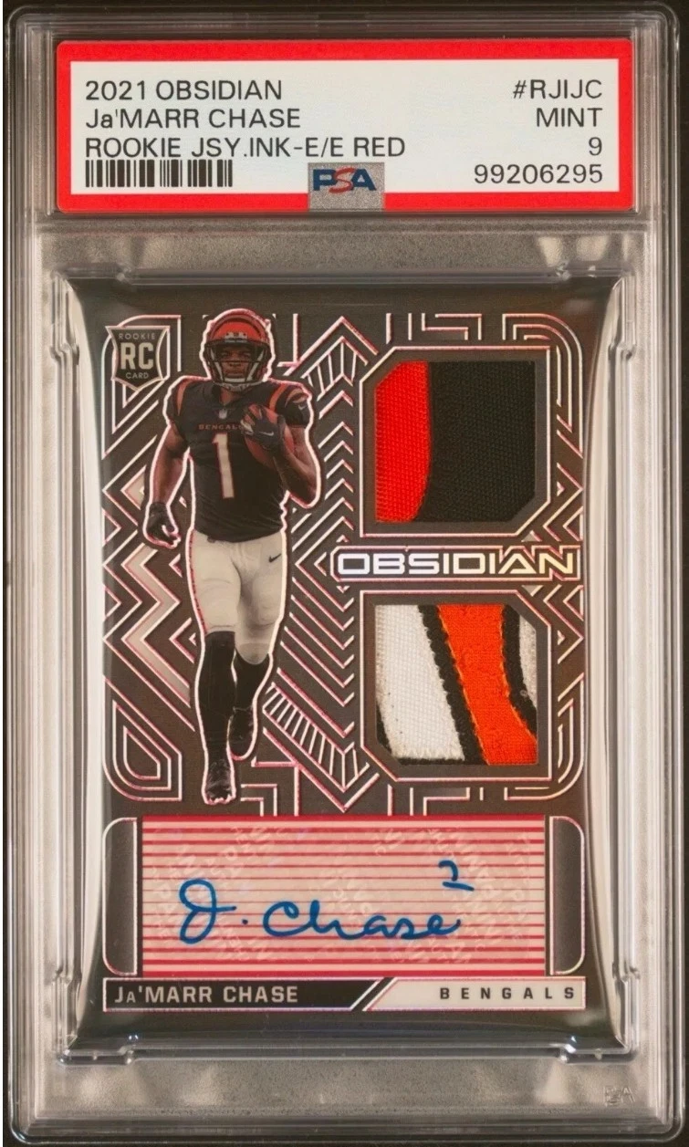 JaMarr Chase Panini Obsidian Rookie Jersey Ink #RJIJC Red Electric Etch